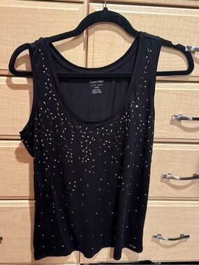Calvin Klein Black Tank with Gold Stud Accents